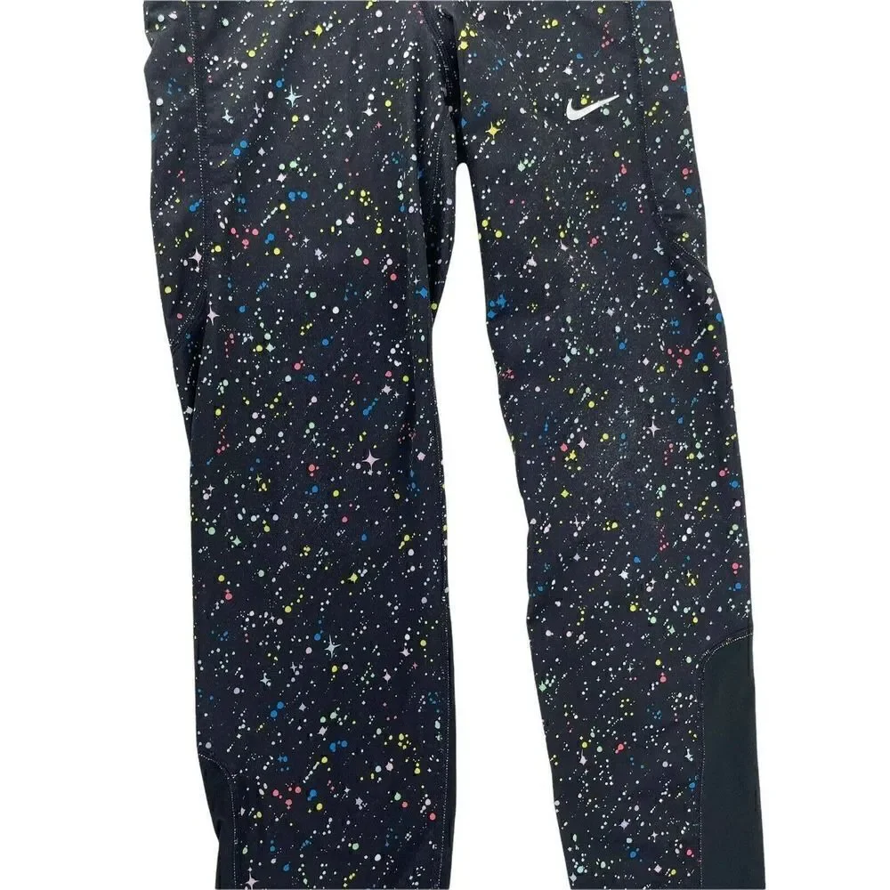 Nike Pro Warm Girls Printed Tights Black Pink Band Cosmic Girls Size XL Athletic